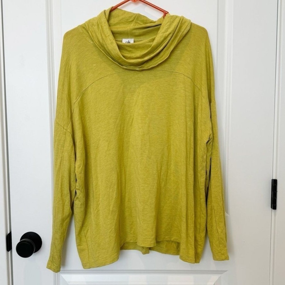 Cabi Oversized Cowl Neck Sweater Medium Green Lagenlook Staple Everyday Casual